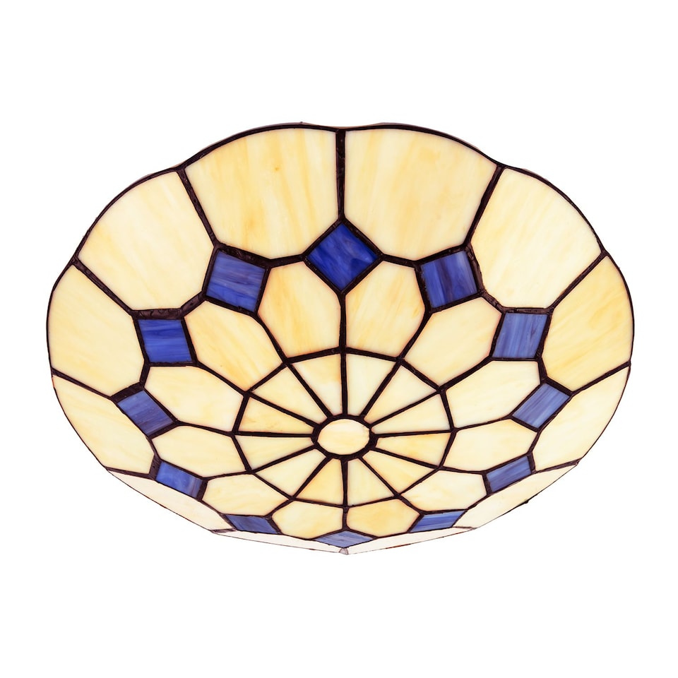 image 1 of Classic Amber Stained Glass Tiffany Pendant Shade with Purple Diamonds