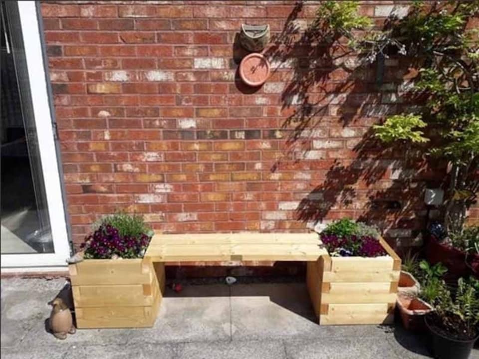 image 1 of Suffolk Double Planter Bench - Wood - L180 x W40 x H40 cm | Brown