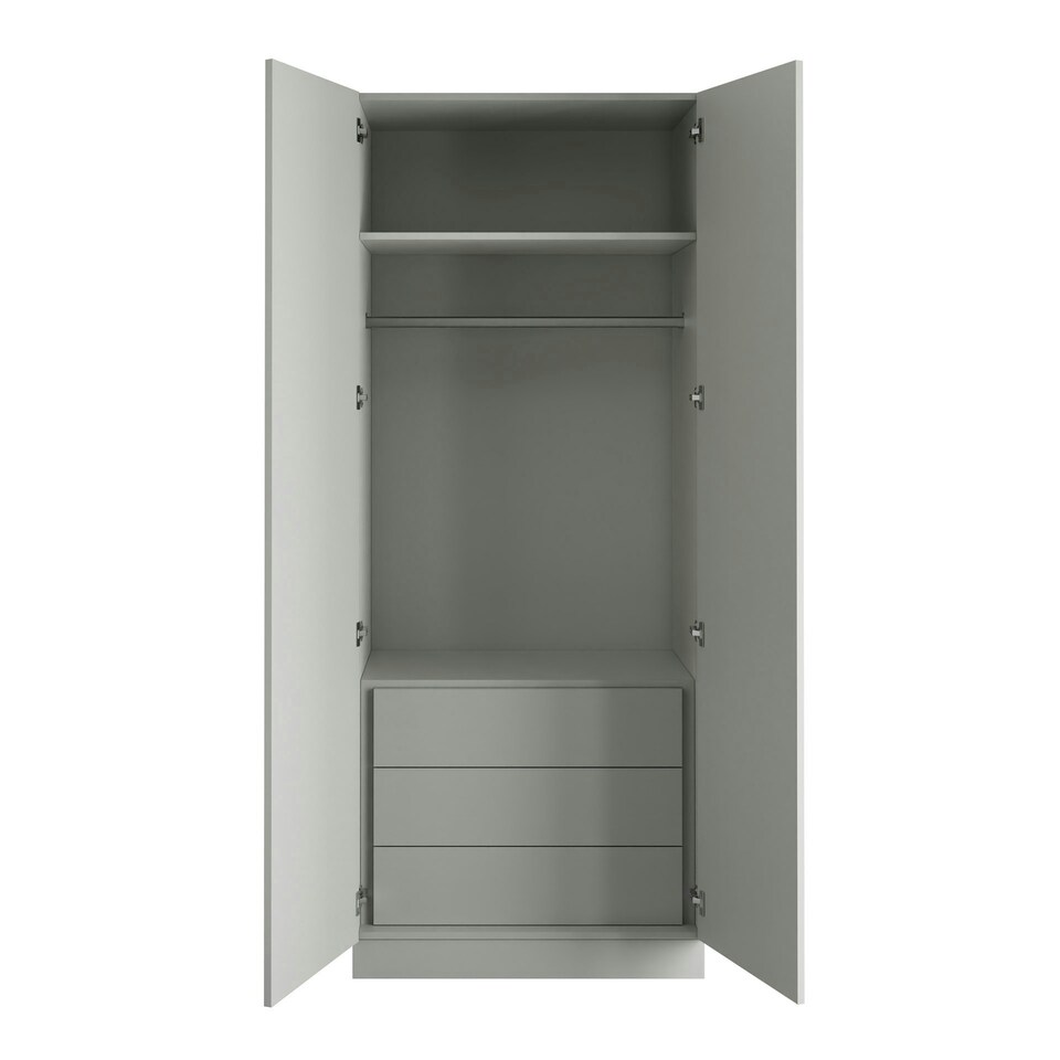 image 1 of Slab Light Grey Double Wardrobe with Single Rail & Internal Drawers Grey