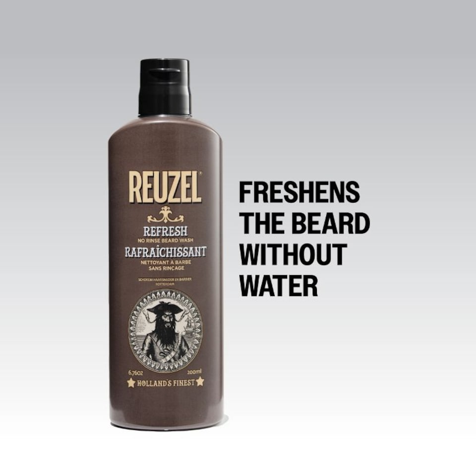 image 1 of Reuzel Refresh No Rinse Beard Wash Instantly Freshens Beard Softens and Hydrates Beard Emergency Shower in a Bottle Freshens Beard and Keeps It Moisturized Softens Coarse Hair 200 ml | Multi | Can you make a product discription for this product please