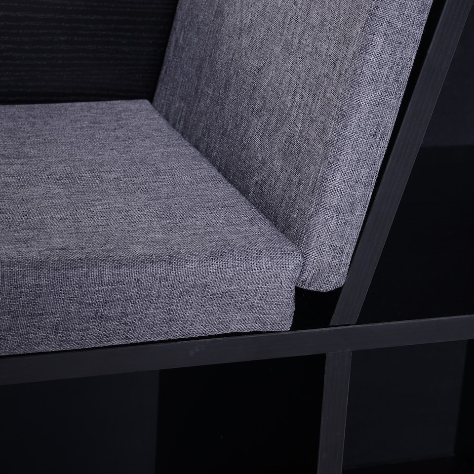 image 1 of HOMCOM Bookcase Storage Shelf with Cushioned Reading Seat, Cube Bookshelf Organizer for Bedroom Living Room, Black