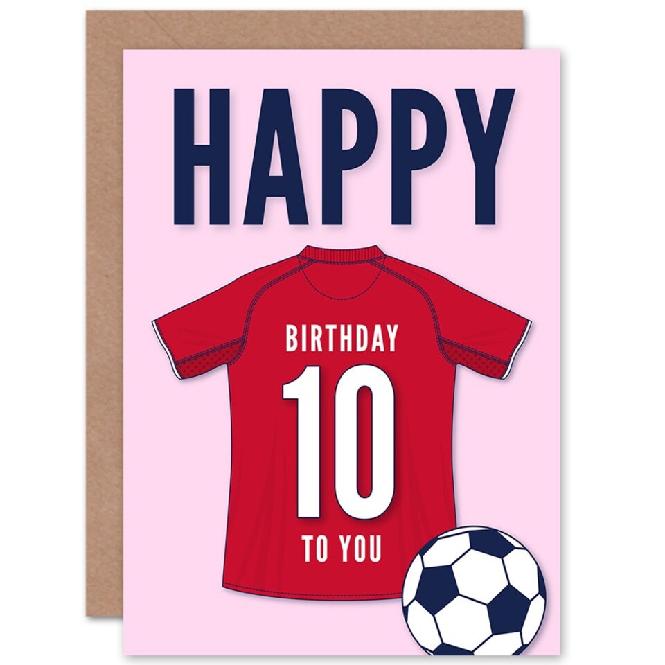 image 1 of Football Strip Kit Dark Red Jersey 10 Year old Kids 10th Birthday Card