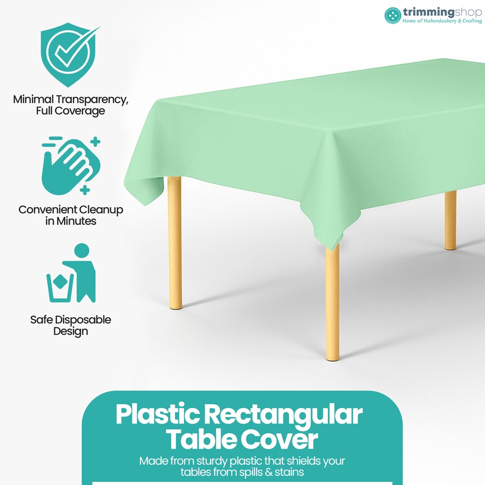 image 1 of Disposable Plastic Table Cover, Table Liner - 54" x 72"