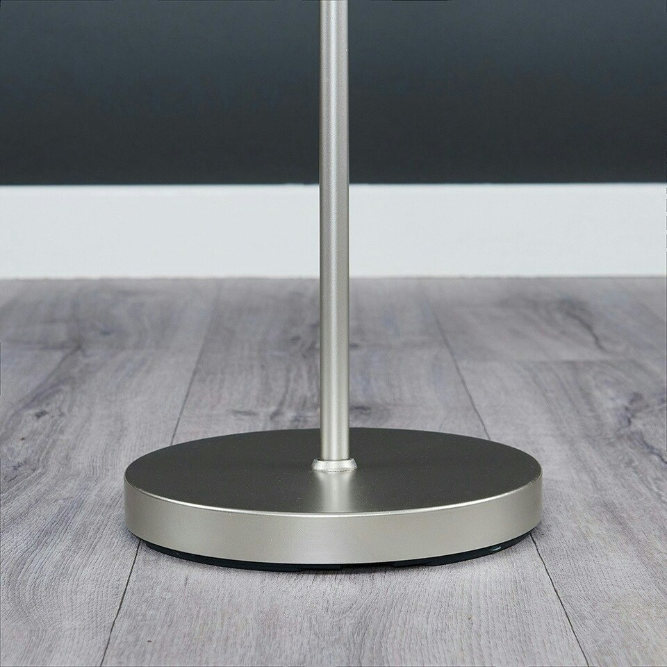 image 1 of ValueLights Modern Floor Lamp In Brushed Chrome Metal Finish With Extra Large Pink Shade