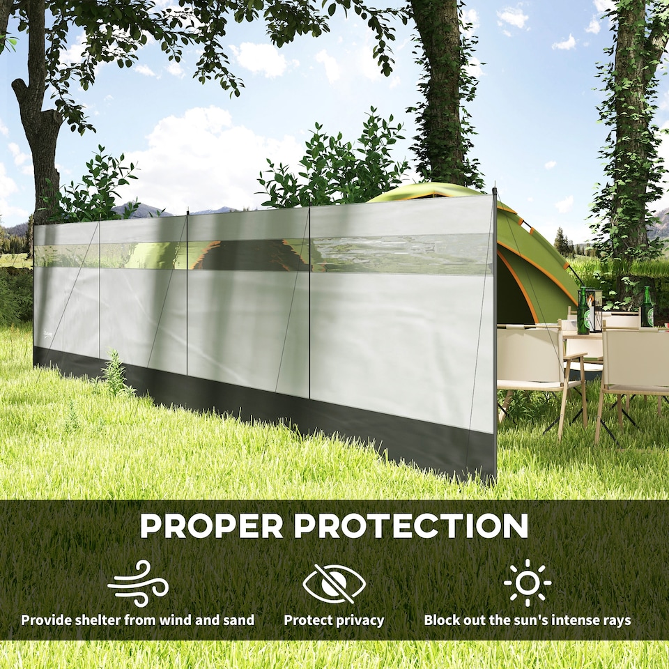 image 1 of Outsunny Camping Windbreaks with Clear Windows and Carry Bag | Grey