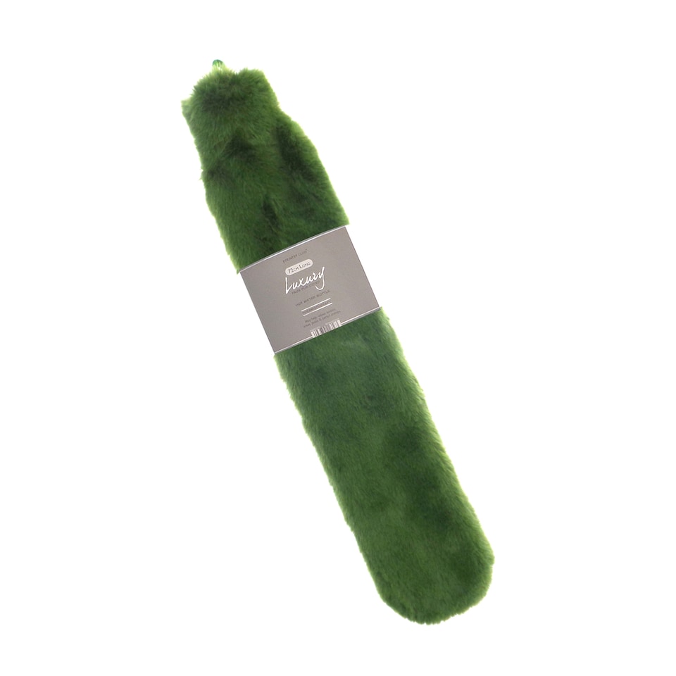 image 1 of Ribbon Super Luxury Long Faux Fur Hot Water Bottle And Cover | Green | Cedar Green | One Size | 1