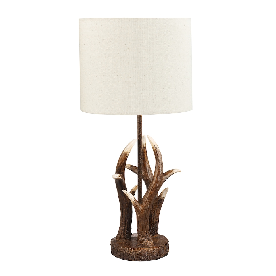 image 1 of Traditionally Designed Antler Resin Table Lamp Base in a Rustic Bronze Finish | Bronze