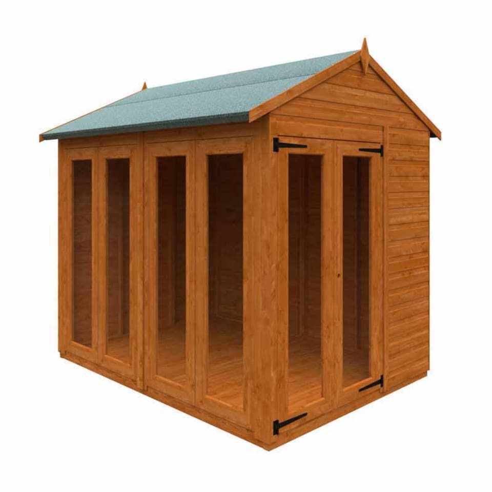 image 1 of 8x6 Flex Apex Full Pane Summerhouse 12mm Flex - L238.8 x W175 x H23.32 cm - Solid Wood/Softwood/Pine - Burnt Orange