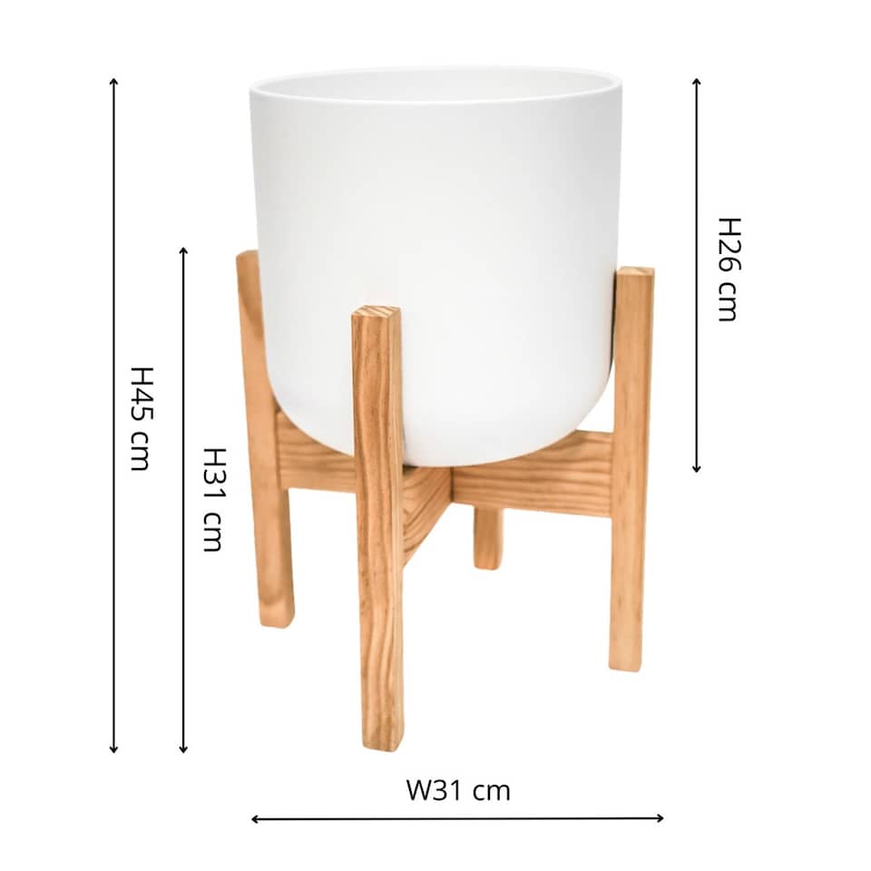 image 1 of Lisbon Pot and Stand - Ceramic - D26 cm - White | White