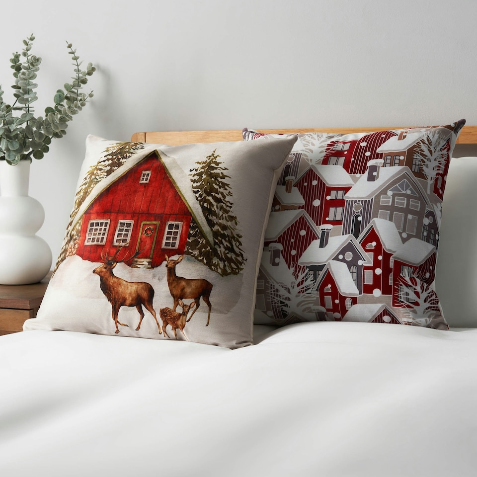 image 1 of BHS Christmas Winter Home Cushion, Green Green | Green