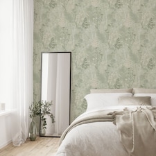 Superfresco Easy Organics Sage Wallpaper | Green | Gold | 10m Length x 52cm Width