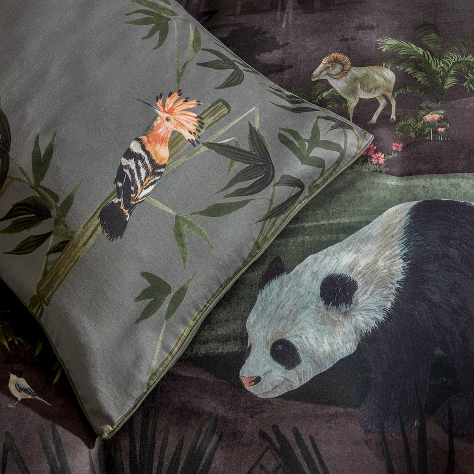 image 1 of Paoletti Chuan Exotic Jungle Duvet Cover Set | Black | Nightfall | Super King | 1