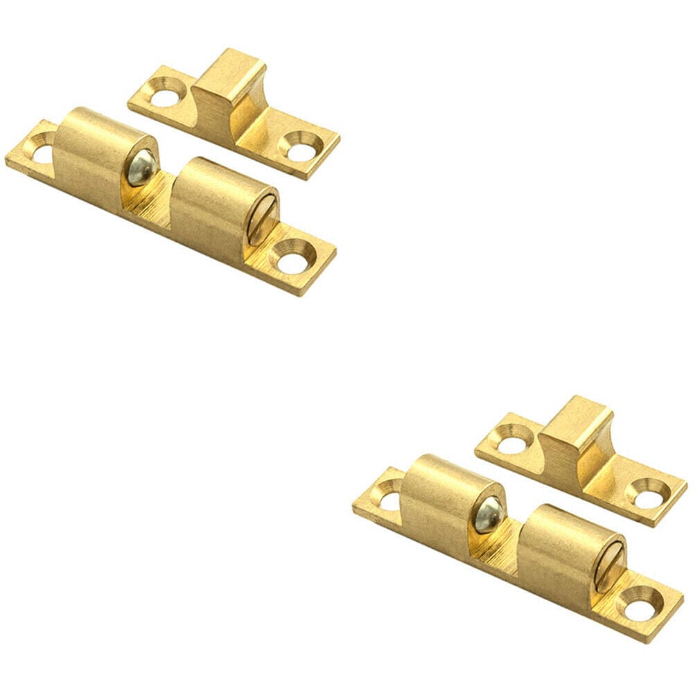Loops 2x Double Ball Roller Cupboard Catch 50 x 9mm 40mm Fixing Centres Self Colour