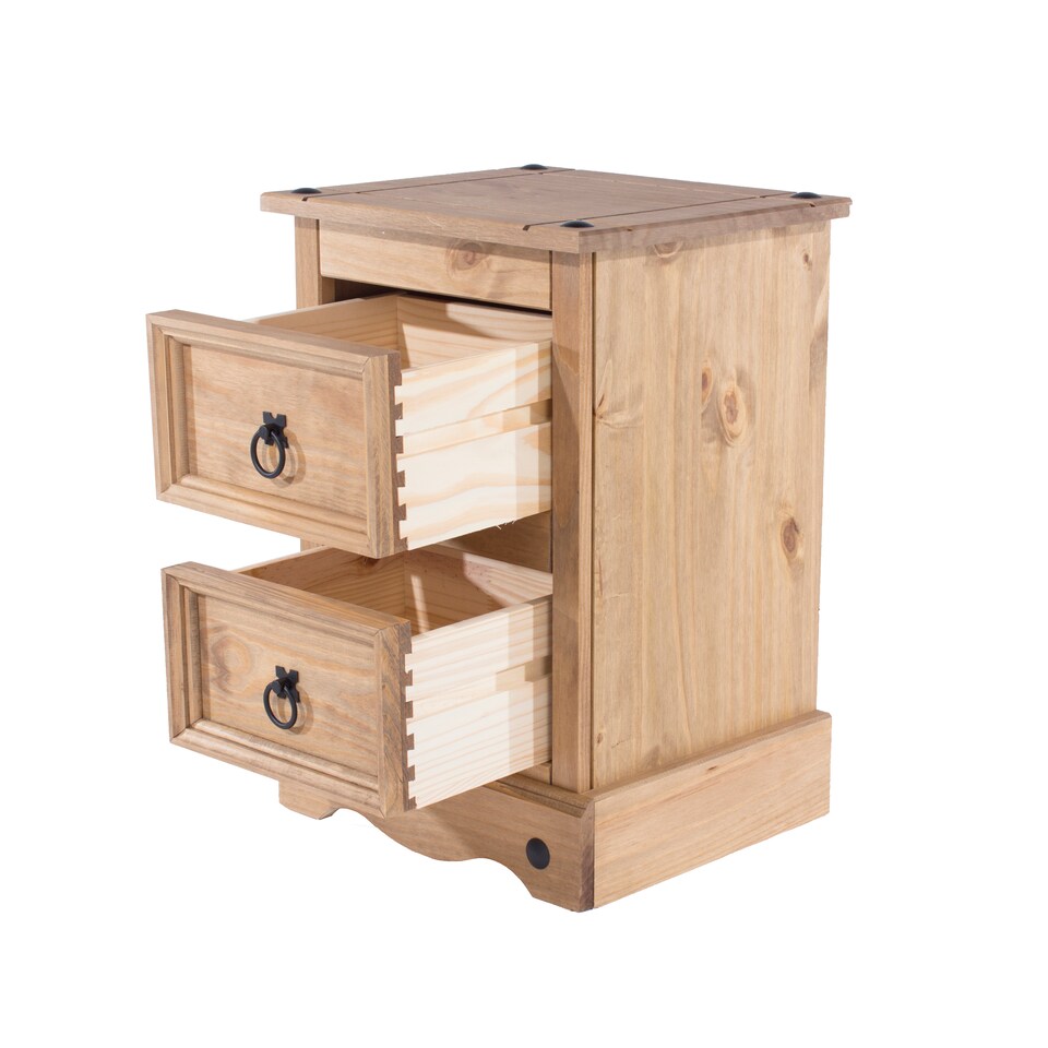 image 1 of Corona Premium 2 Drawer Petite Bedside Cabinet - Shaker-Style Nightstand with Dovetail Drawers | Brown | Antique Waxed Pine | One Size | 1