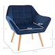 image 7 of HOMCOM Luxe Velvet-Feel Accent Chair w/ Wide Arms Slanted Back Wood Legs Blue