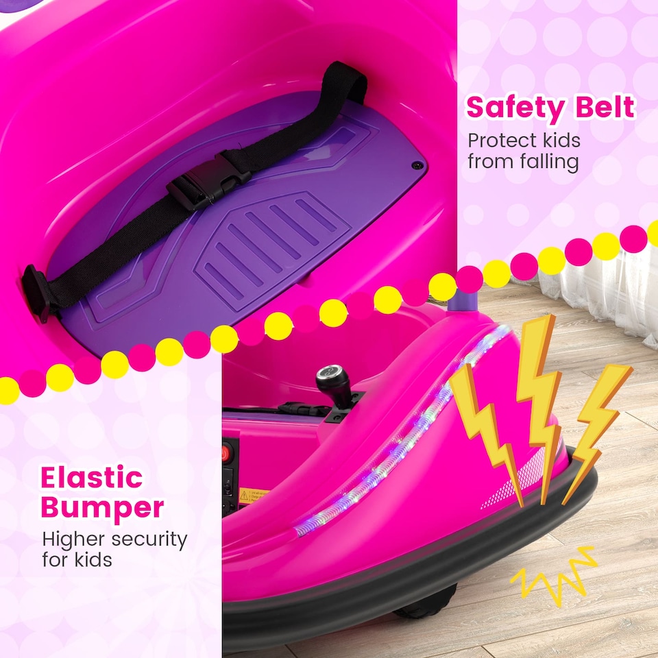 image 1 of COSTWAY Kids Ride-On Bumper Car 12V Electric Car Pink