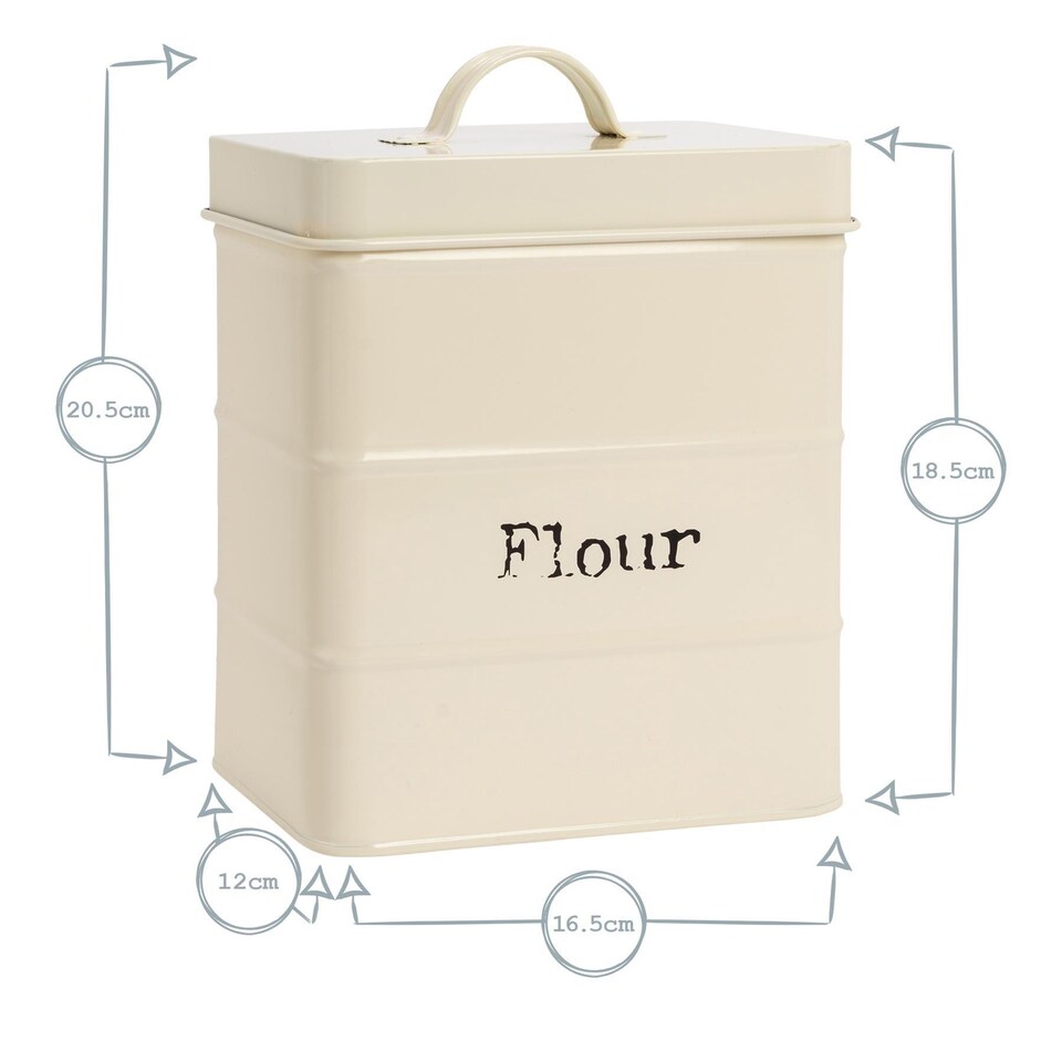 image 1 of Harbour Housewares Vintage Metal Kitchen Flour Canister - Cream