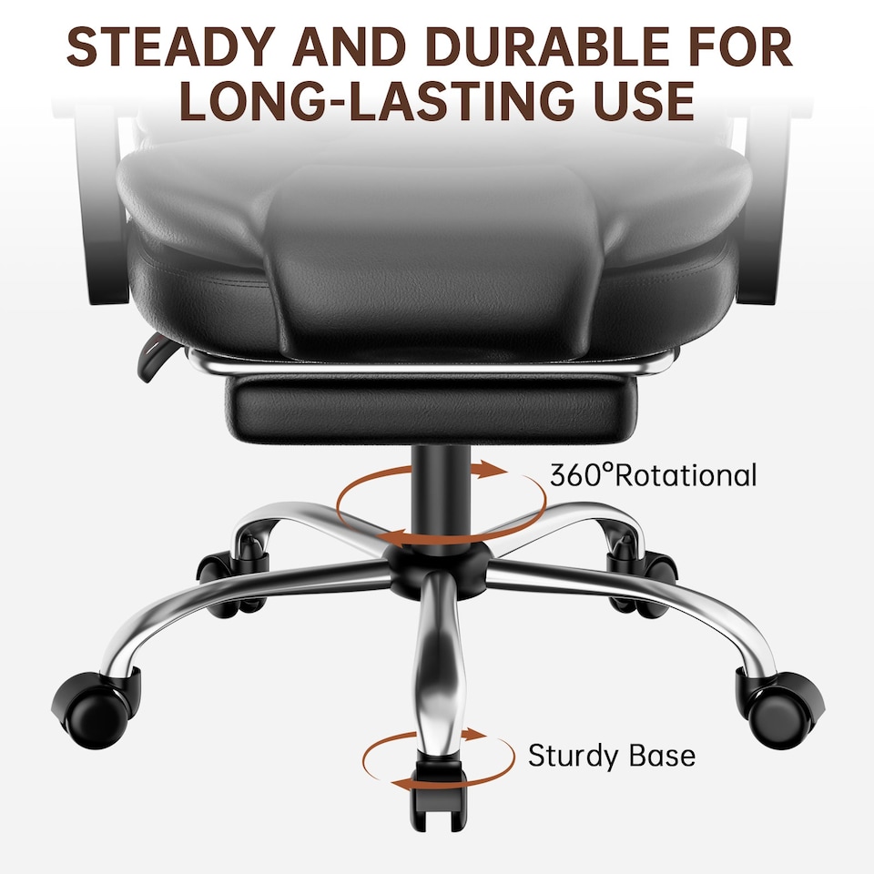 image 1 of Rattantree Executive High Back Office Chair Ergonomic PU Leather Recliner