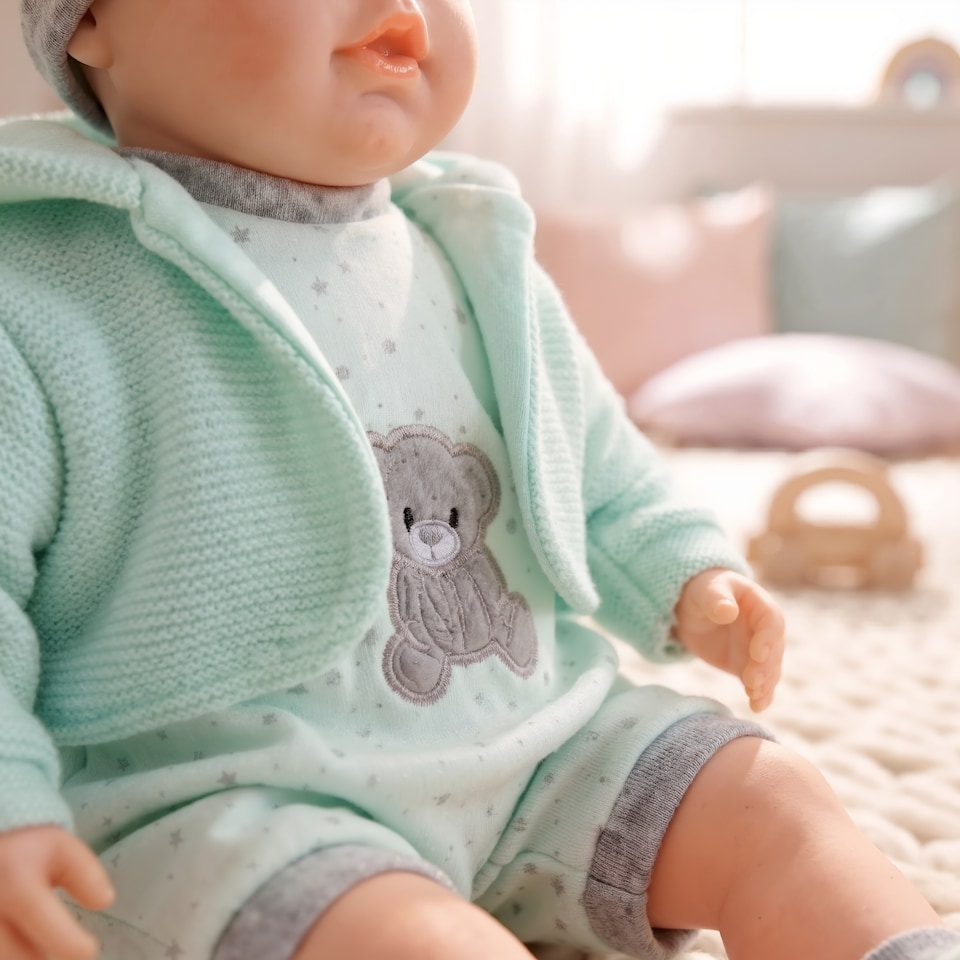 image 1 of BiBi Doll 18" Mint Baby Doll Boy With Sounds & Dummy