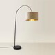 image 4 of ValueLights Louis Beige with Metallic Gold Inner Shade Black Arched Stem Curved Floor Lamp | Cream