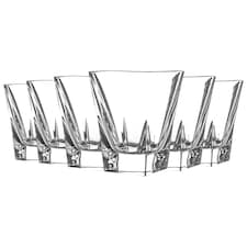 RCR Crystal 6 Piece Fusion Whisky Glasses Set - Modern Cut Glass Cocktail Tumblers - 270ml | Clear | Clear
