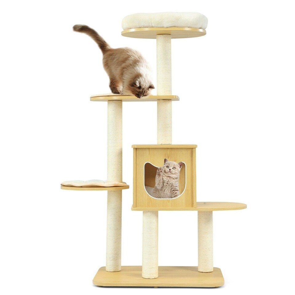 image 1 of COSTWAY 4 Levels Cat Tree Tower Cat Climbing Activity Center