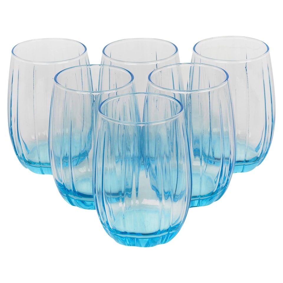 image 1 of Linka Coloured Glasses Sets Glassware Cup Tall Short Cocktail Tumblers | Multi | Light Blue 380ml + 500ml