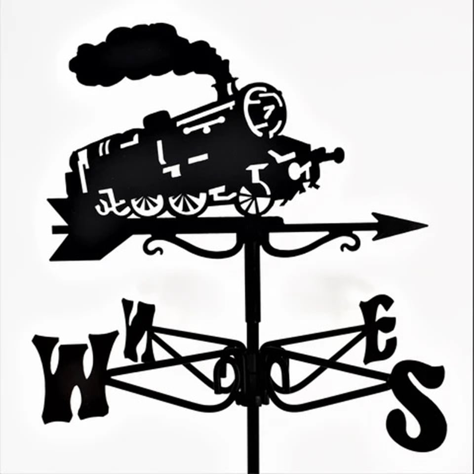 image 1 of Mini Steam Train Weathervane - Blackwind vane - Steel - L38 x W38 x H56 cm - Black