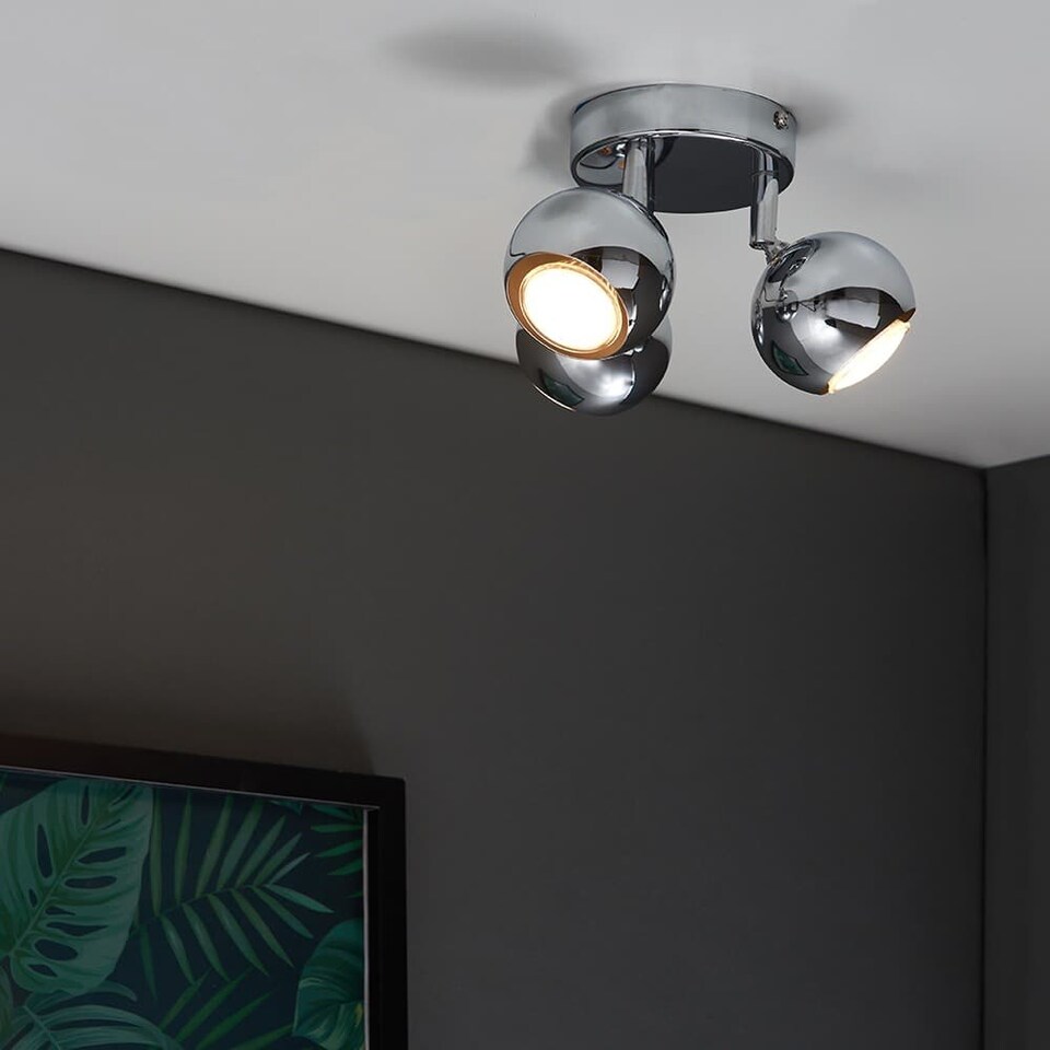 image 1 of ValueLights Retro Eyeball Polished Silver Spotlight and Warm White Bulb