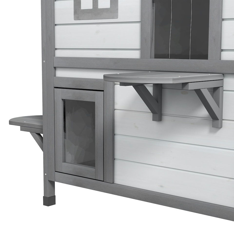 image 1 of PawHut Kitten Condo with Openable Roof, Catio Enclosure Furniture, White