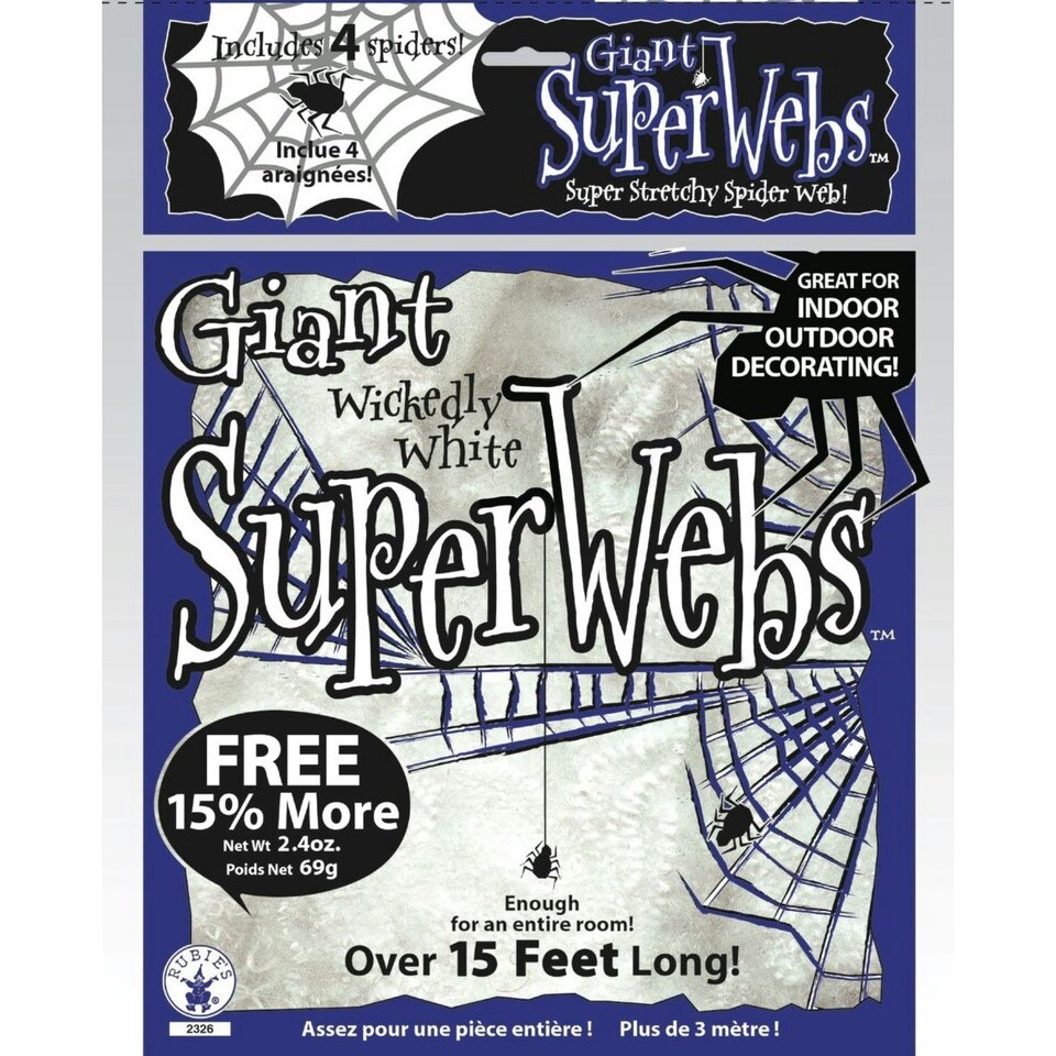 Rubies Stretch Spider Web Halloween Decoration - White - L