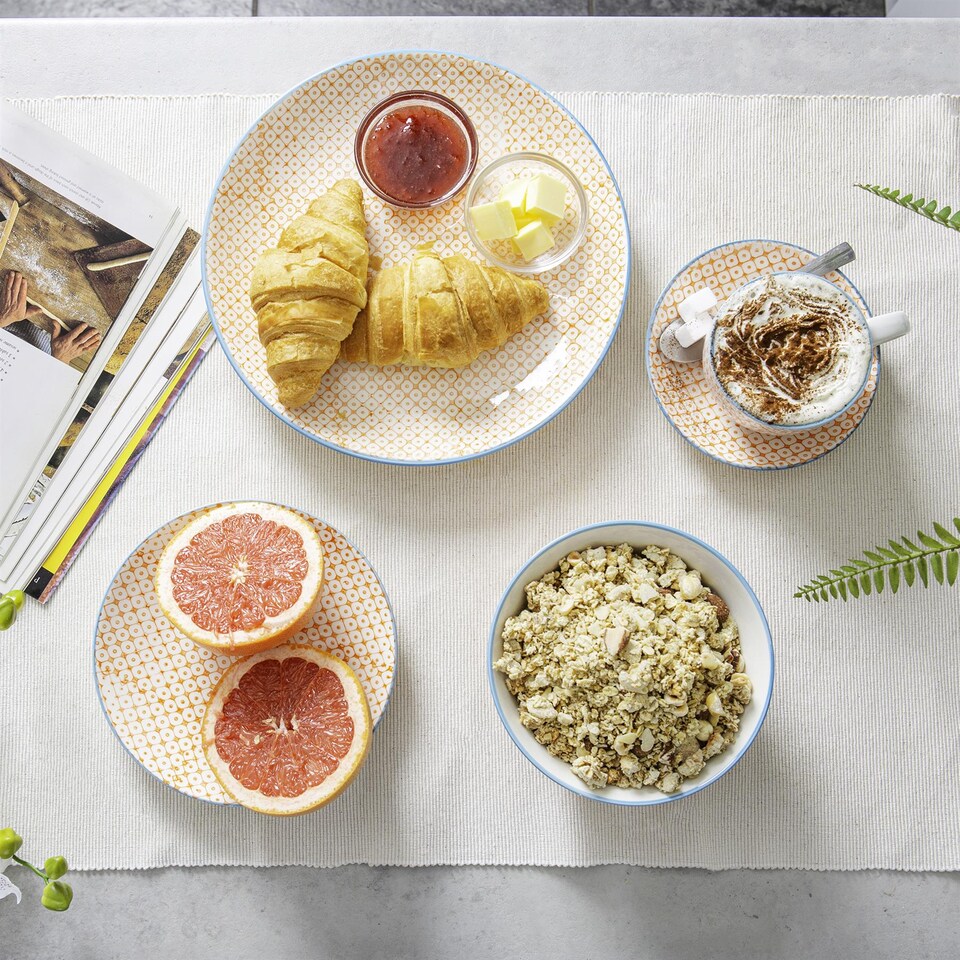 image 1 of Nicola Spring 30 Piece Hand-Printed Dinner Set - Orange
