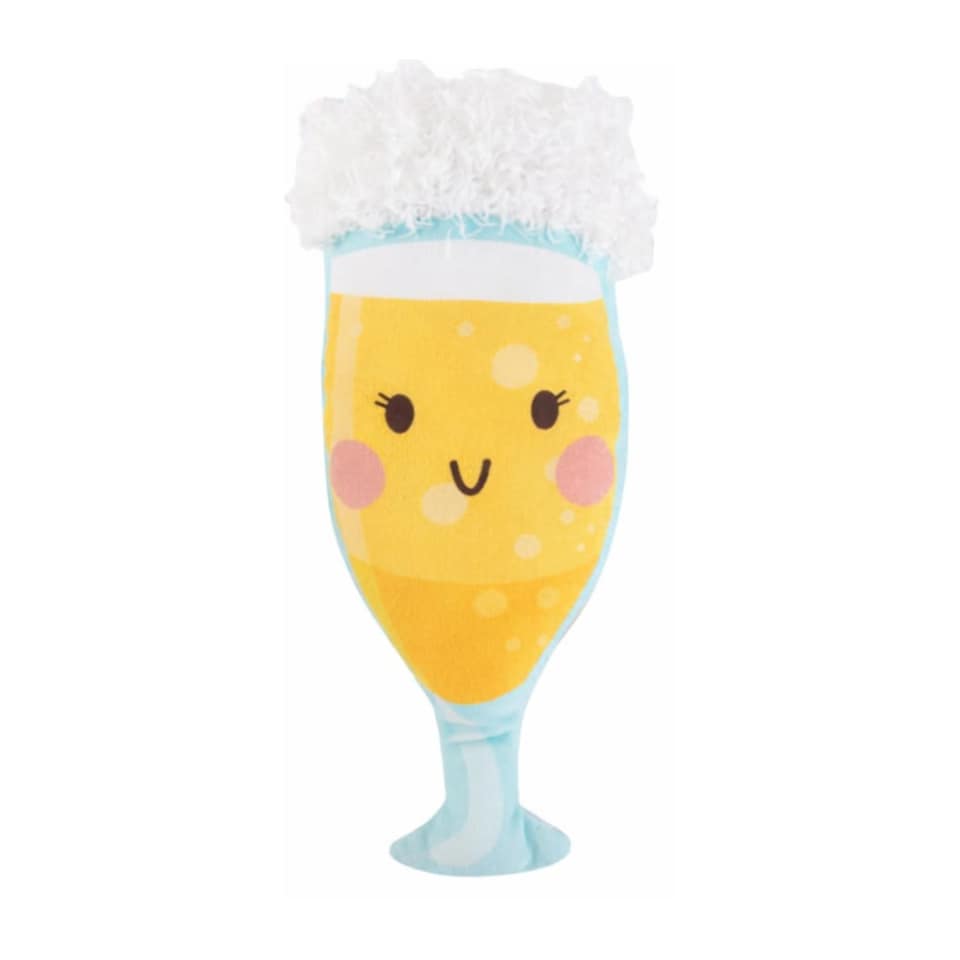 image 1 of Squeaky Plush Dog Toy Summer Prosecco Drinks Design Pet Puppy Chew Fetch