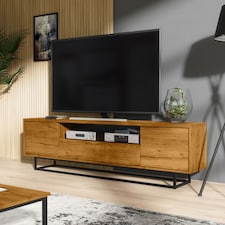 TV Unit Sideboard Cabinet Storage Cabinet Oak Black Metal Frame Loft 200cm