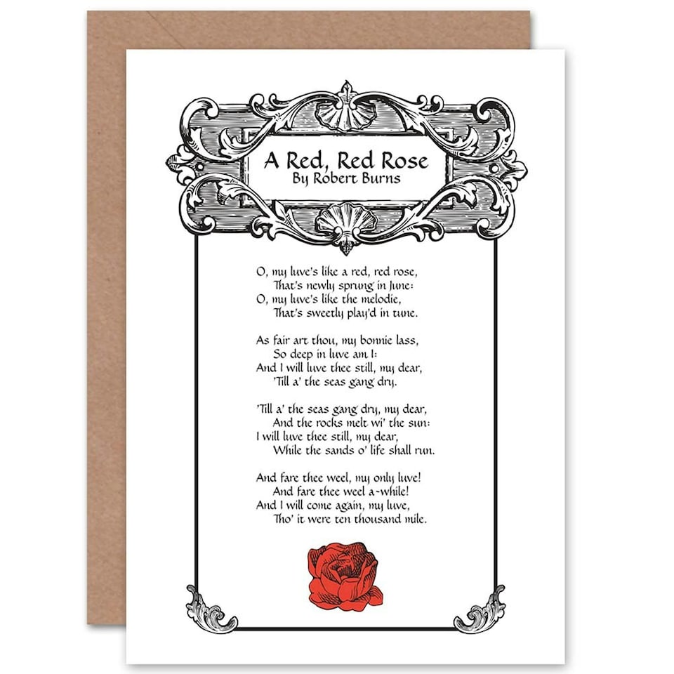image 1 of Robert Burns Song Lyrics Red Rose Love Scottish Card