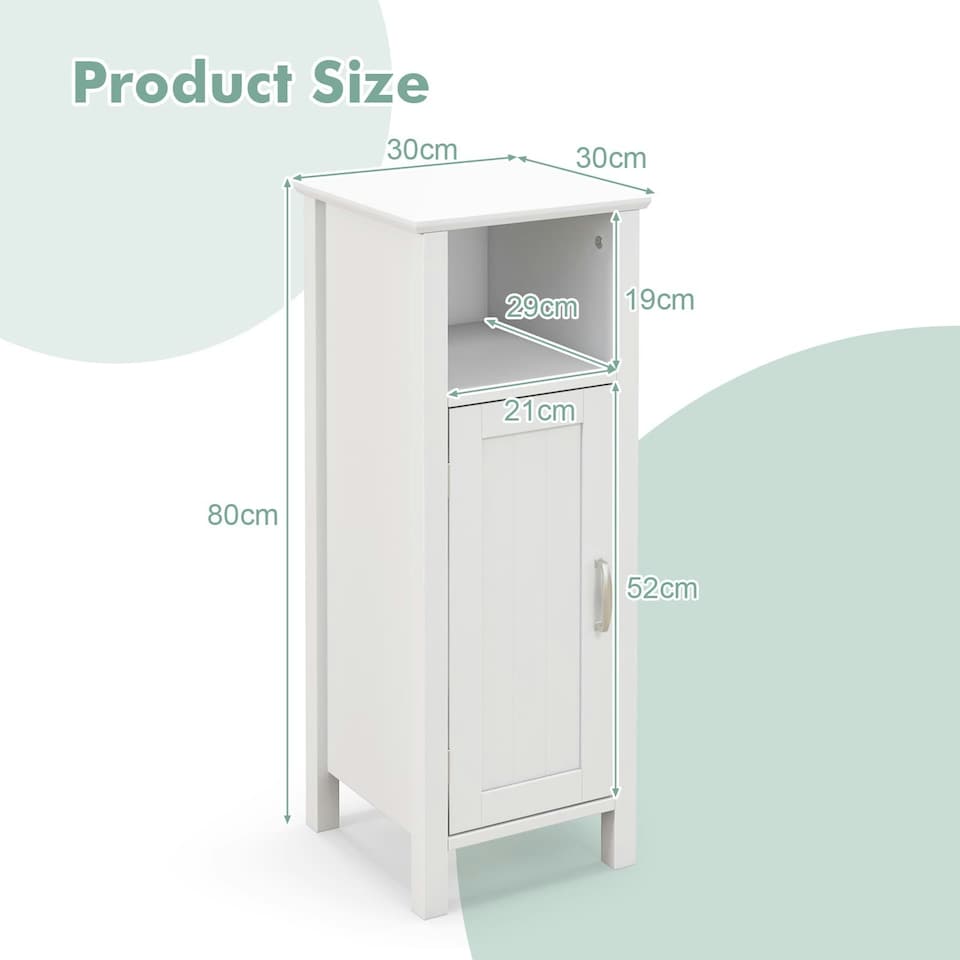 image 1 of COSTWAY Bathroom Floor Cabinet Freestanding Organizer White White