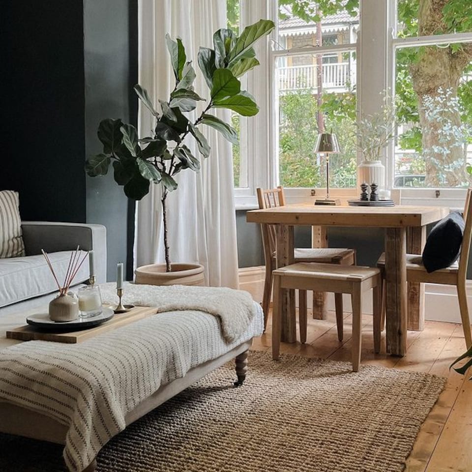 image 1 of KUKOON Handmade Boucle Area Rug Soft Pile Living Room Jute Plain 80cm x 150cm