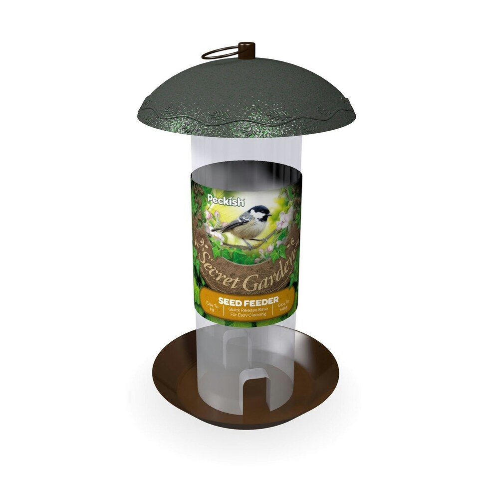 Peckish Secret Garden Wild Bird Seed Feeder - Clear/Green - 0.7L