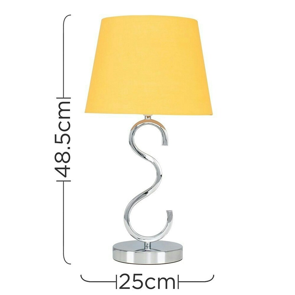 image 1 of ValueLights Modern Sleek Design Polished Chrome Touch Table Lamp With Mustard Light Shade