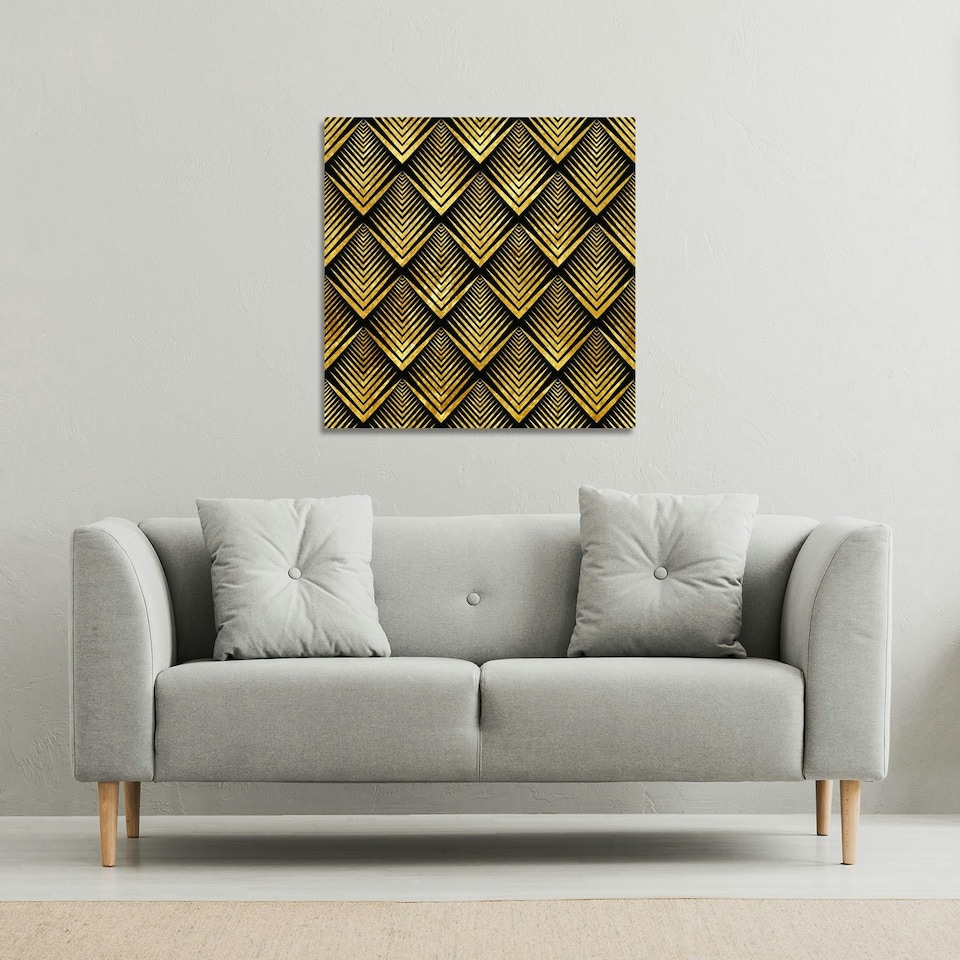 image 1 of Golden Geometric Flower Pattern (Canvas Print) 114 x 114 x 4cm