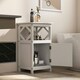 image 3 of COSTWAY Bathroom Floor Cabinet Single Door Organizer White White