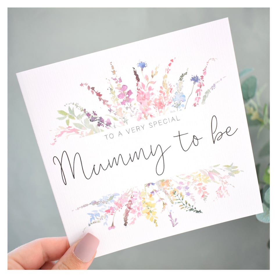 image 1 of Mummy To Be Congratulations Greeting Card - Pretty Pastel Floral Wildflower Design