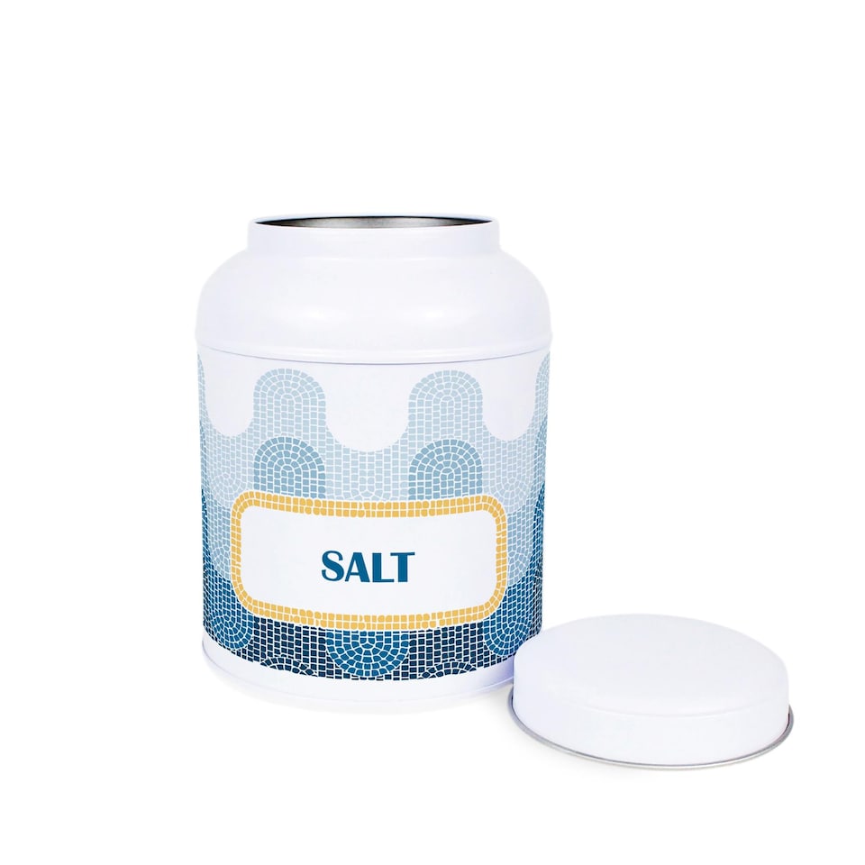 image 1 of Mosaic Waves Salt Canister - Small Domed Lid Kitchen Storage Jar