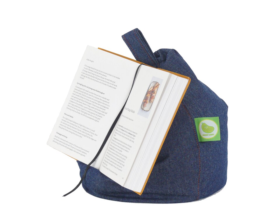 image 1 of Bean Lazy Denim Tablet eReader and Book Mini Bean Bag
