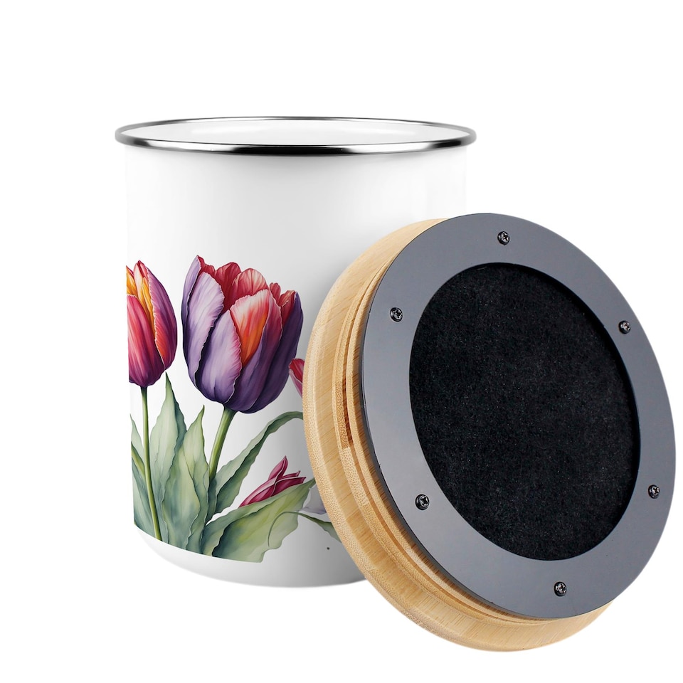 image 1 of Tulips Food Waste Caddy - Enamel 2L Kitchen Compost Bin