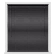60cm Black Aluminium Venetian Blinds 152cm Drop (25mm Slats) Black | Black
