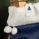 image 4 of 80 x 55cm Blue Soft Plush Christmas Sack with White Faux Fur Trim and Pom Poms