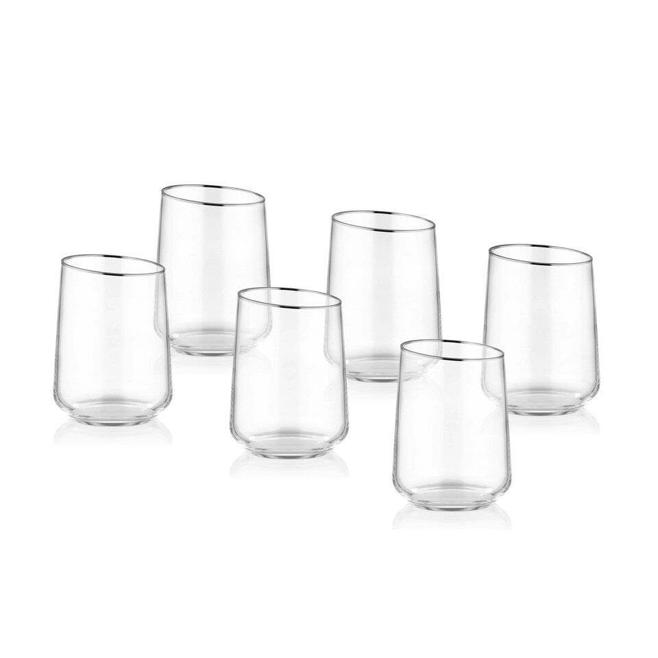 image 1 of Gina Collection Silver Slanted Highball Glasses (Set of 6)