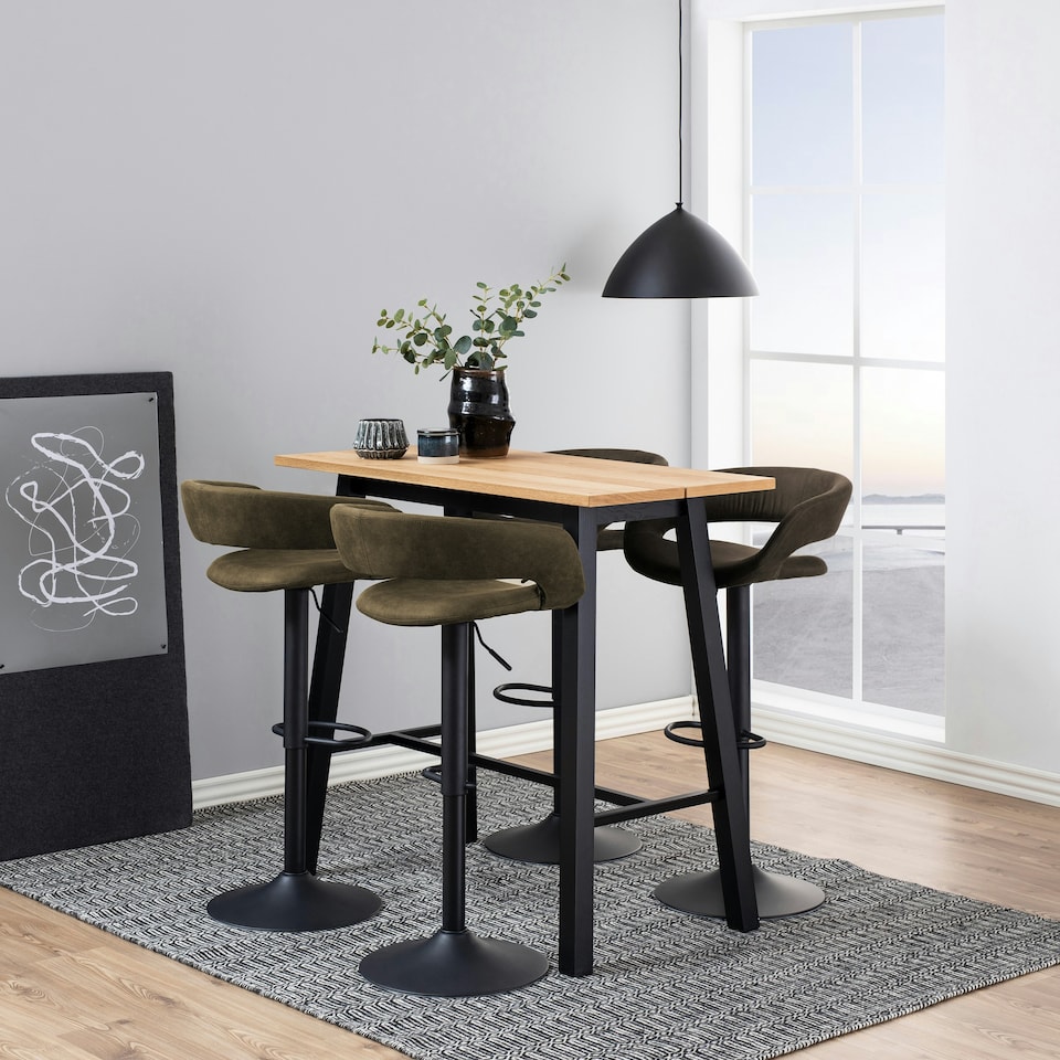 image 1 of Chara Bar Table in Black & Oak
