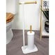 image 1 of Showerdrape Sonata White & Bamboo Toilet Roll Holder & Toilet Brush Combination